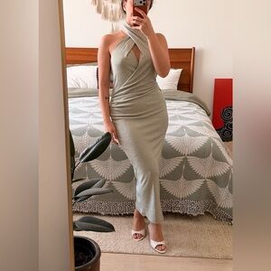 Zara Gold Halter Neck Shimmer Dress - NWT